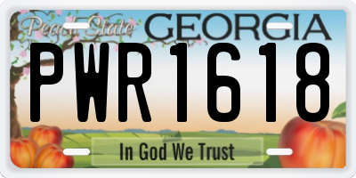 GA license plate PWR1618