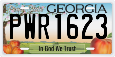 GA license plate PWR1623