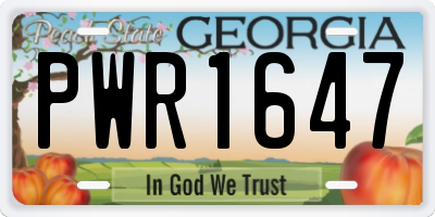 GA license plate PWR1647