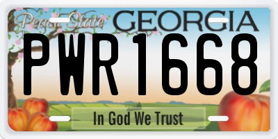 GA license plate PWR1668