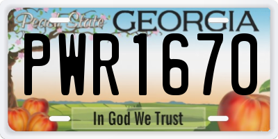 GA license plate PWR1670