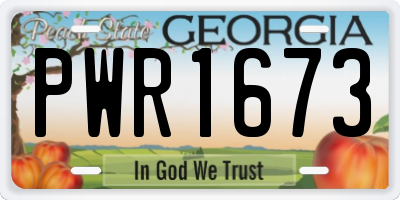 GA license plate PWR1673
