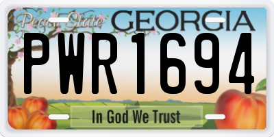 GA license plate PWR1694