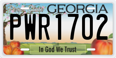 GA license plate PWR1702