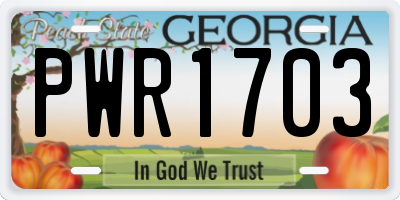 GA license plate PWR1703