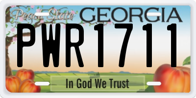 GA license plate PWR1711