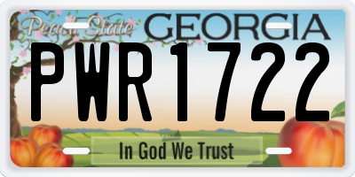 GA license plate PWR1722