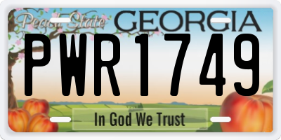 GA license plate PWR1749