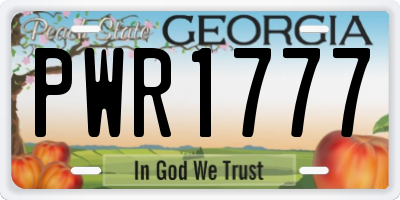 GA license plate PWR1777