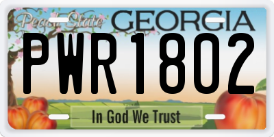 GA license plate PWR1802