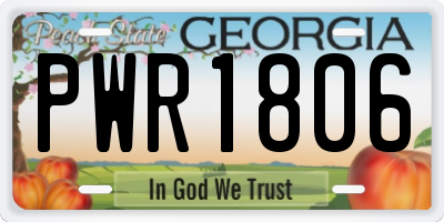 GA license plate PWR1806