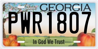 GA license plate PWR1807