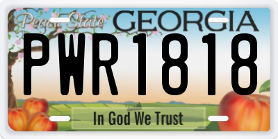 GA license plate PWR1818
