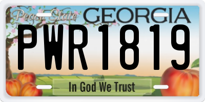 GA license plate PWR1819
