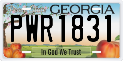 GA license plate PWR1831