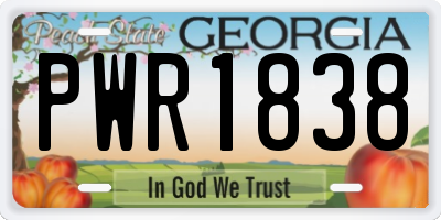 GA license plate PWR1838