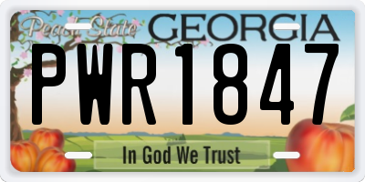 GA license plate PWR1847