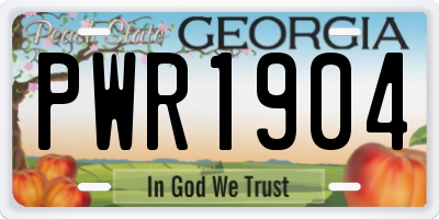 GA license plate PWR1904