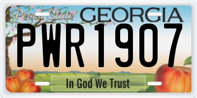 GA license plate PWR1907