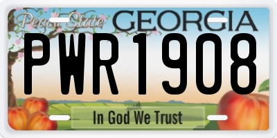 GA license plate PWR1908