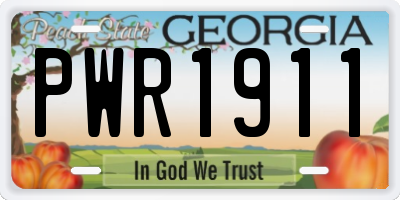 GA license plate PWR1911