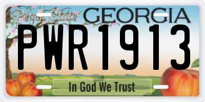 GA license plate PWR1913
