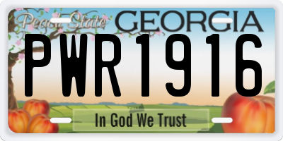 GA license plate PWR1916