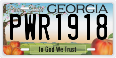 GA license plate PWR1918