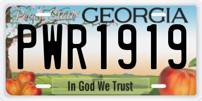 GA license plate PWR1919