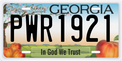 GA license plate PWR1921