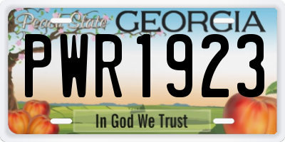 GA license plate PWR1923