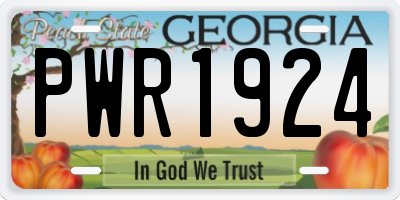 GA license plate PWR1924