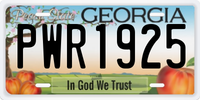 GA license plate PWR1925