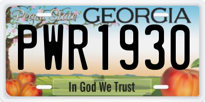 GA license plate PWR1930