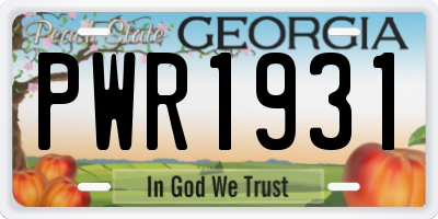 GA license plate PWR1931