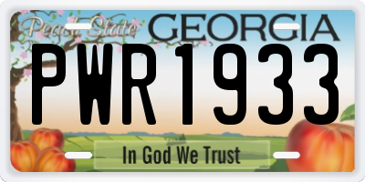 GA license plate PWR1933