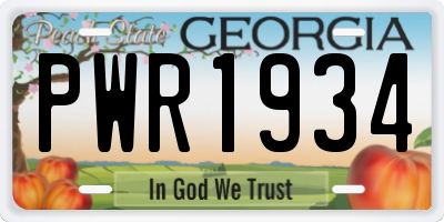GA license plate PWR1934
