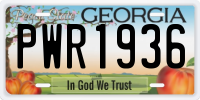 GA license plate PWR1936