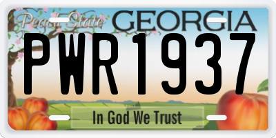 GA license plate PWR1937