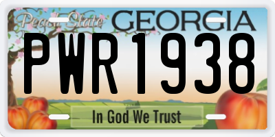 GA license plate PWR1938