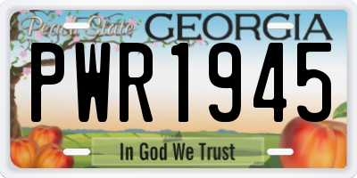 GA license plate PWR1945