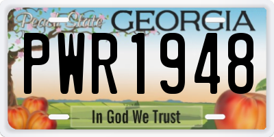 GA license plate PWR1948