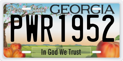 GA license plate PWR1952