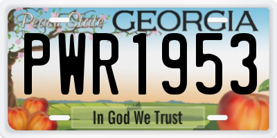 GA license plate PWR1953