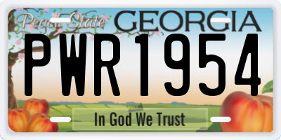 GA license plate PWR1954