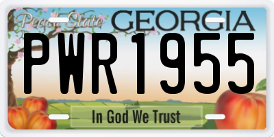 GA license plate PWR1955