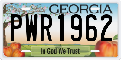 GA license plate PWR1962