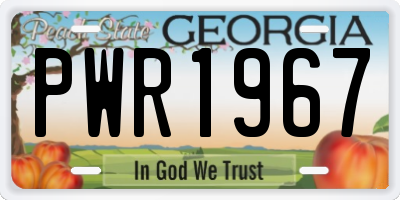 GA license plate PWR1967