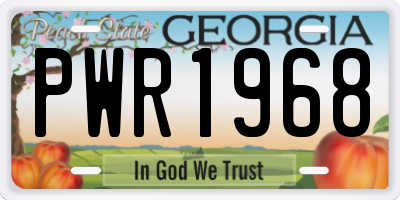 GA license plate PWR1968