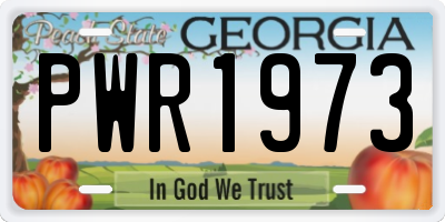 GA license plate PWR1973